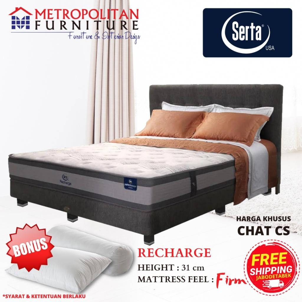 Springbed Serta Recharge Full Set Kasur Spring Bed Matras