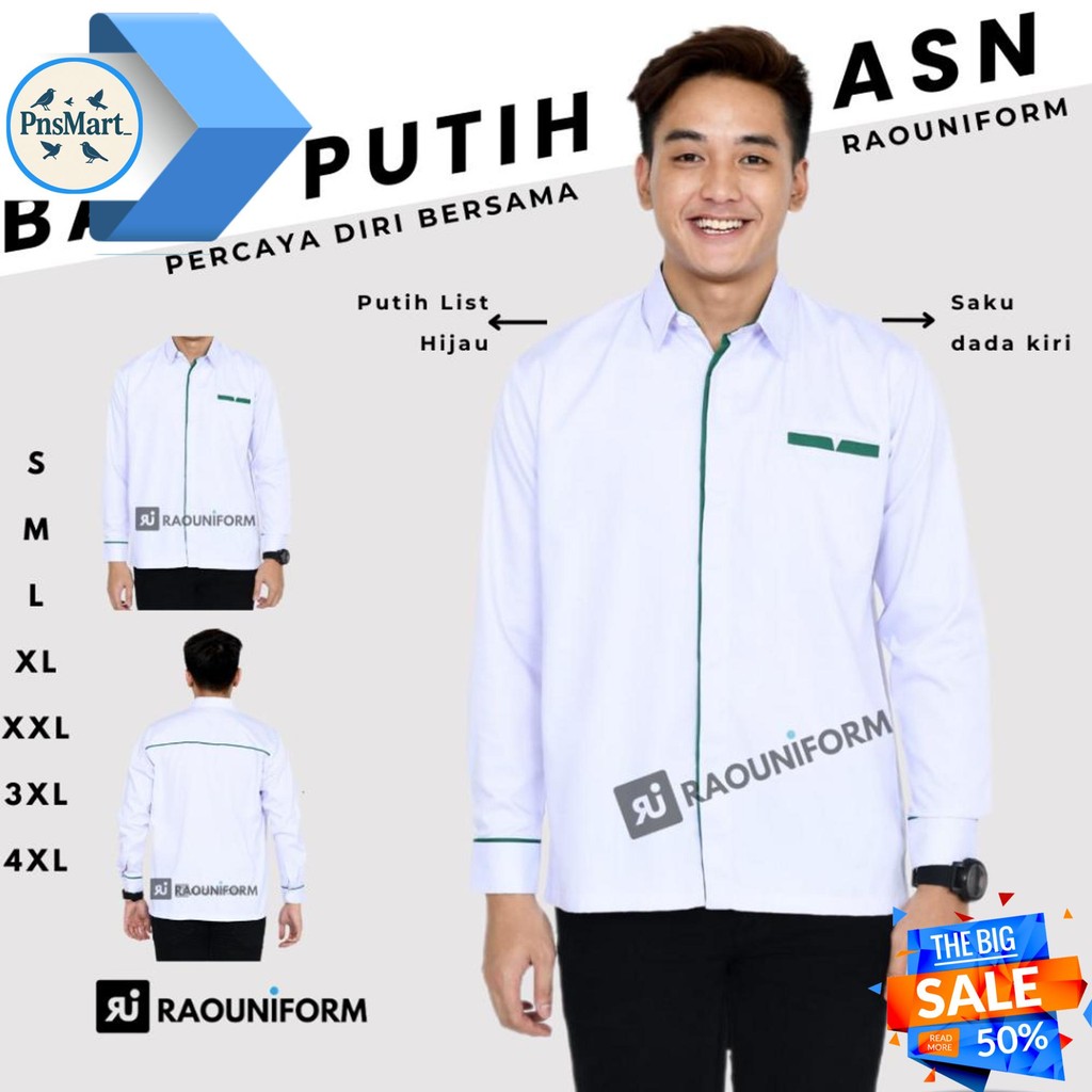 SERAGAM KANTORAN TERMURAH/SERAGAM KERJA KANTOR FORMAL/KEMEJA PUTIH PRIA WANITA KOMBINASI LIS PANJANG