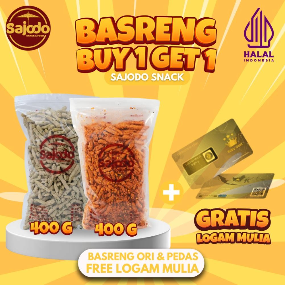 

TERMURAH Buy 1 Get 1 Basreng Ordas 800GR Free Logam Mulia - Sajodo Snack & Food Siap kirim
