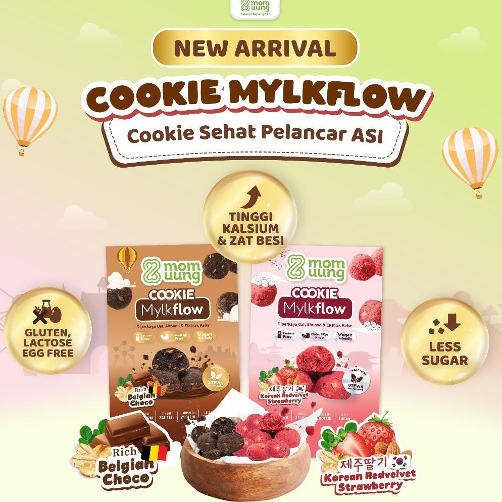 

TERMURAH Mom Uung Cookie Mylkflow Rich Belgian Chocolate | MOMUUNG Mylkflow Korean Red Velvet Strawberry Siap kirim