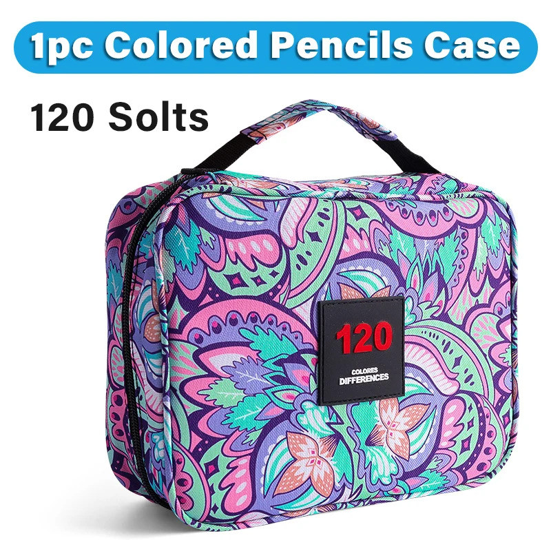 

1pc 120 Slots Colored Pencil Case,Twill Oxford Pencil Holder Bag Zipper Closure Organizer Multilayer Holder for Pens,Makers