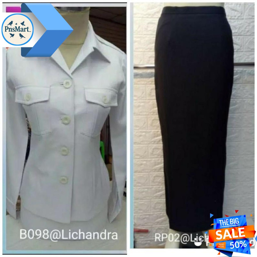 SERAGAM PNS PUTIH HITAM WANITA/ SERAGAM KERJA WANITA PUTIH HITAM/ BAJU KERJA PUTIH HITAM WANITA/ SER