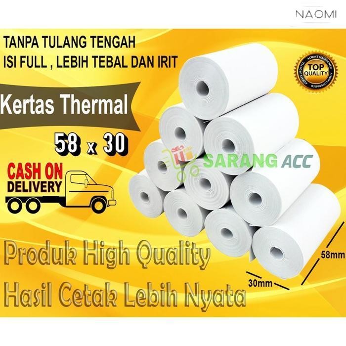 

Baru Smartcom ~ Kertas Struck Printer Thermal 58 X 30Mm 1 Box Isi 100 Roll