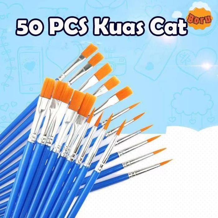 

JUAL 50PCS CAT AIR BIRU FLAT TIP SIKAT RUNCING SIKAT KUAS LUKIS SET PAINTBRUSH AKRILIK BULU NILON CAT AIR ARTIST PAINT BRUSH PENA GARIS BESAR LUKISAN CAT MINYAK GUAS GRAFFITI