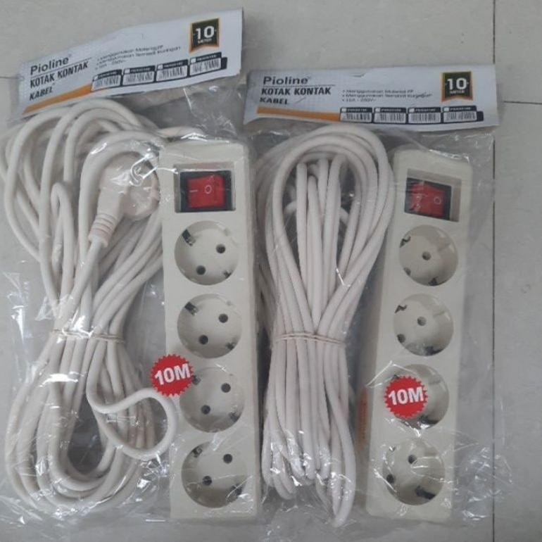 new Colokan kabel 10 meter 4 lubang pioline SNI
