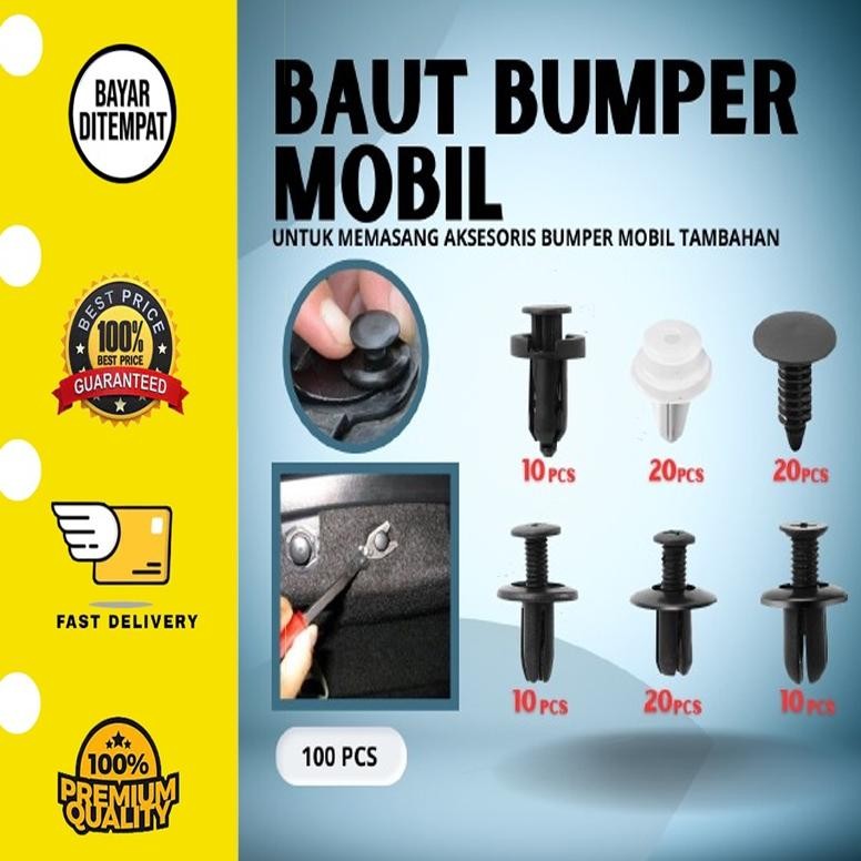 NEW 100pcs Klip Baut Bumper Mobil 100pcs Paku Rivet Clip Honda Toyota Universal Clip Kancing Kap Bod