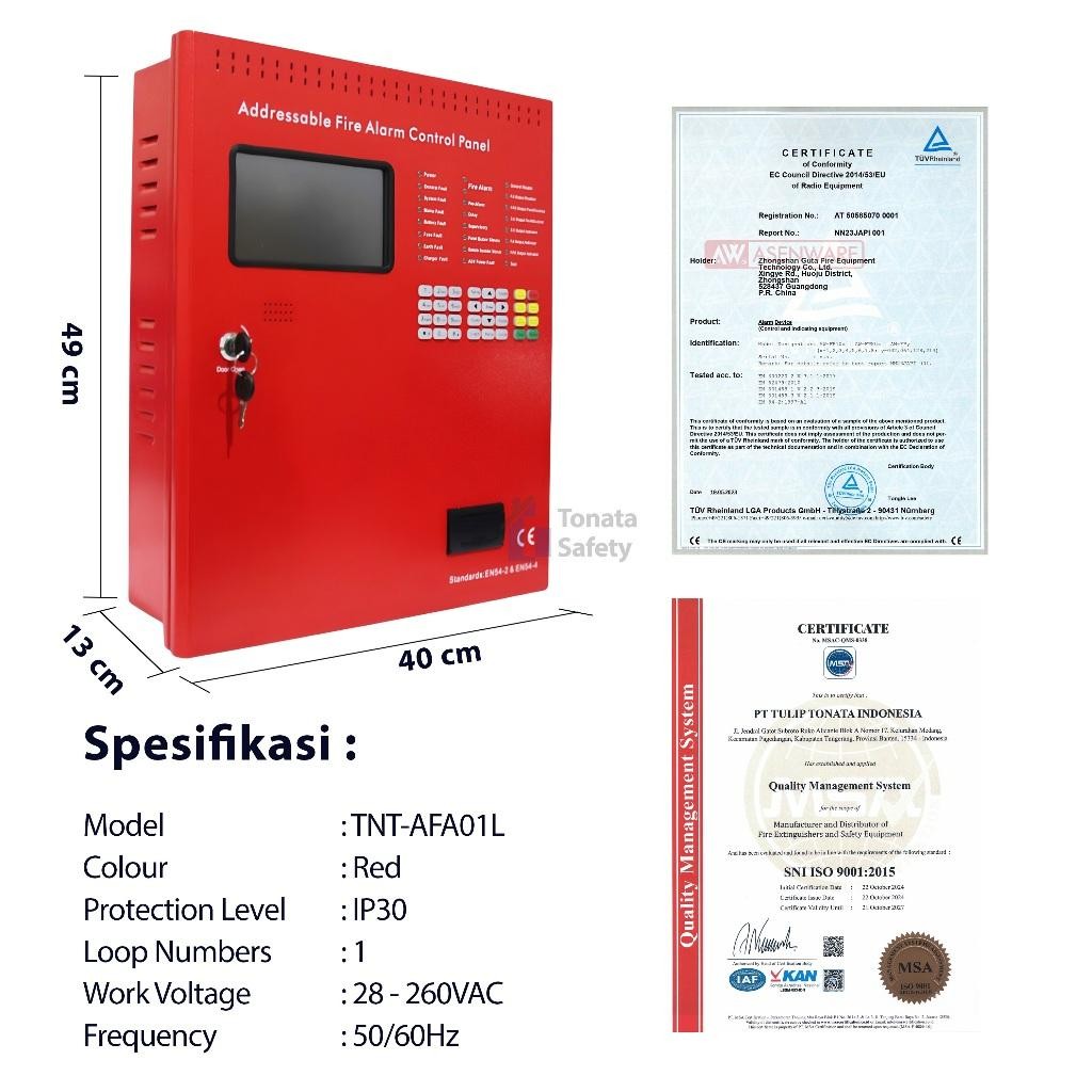 Fire Alarm Control Panel Full Addressable 1 Loop Tonata / Mcfa Addressable Asw