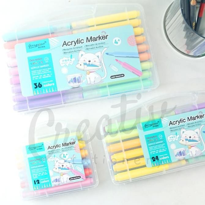 

Spot Barang !!! Giorgione Acrylic Marker Spidol Akrilik Water Based Permanen 24 Warna G-Am-Mk