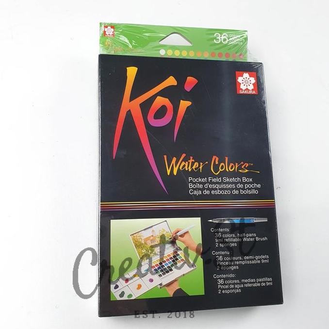 

New Stock 2025 !!! Sakura Koi Watercolor 36 Pocket Field Sketch Box Cat Air Padat