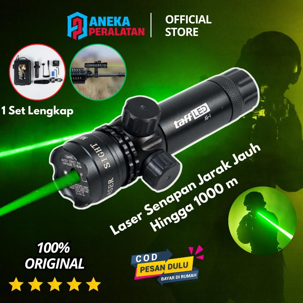 ''Terlaris" Laser Senapan Nyala Hijau/Merah Tactical Green/ Red Dot Laser Scope Mount+Baterai+Charge