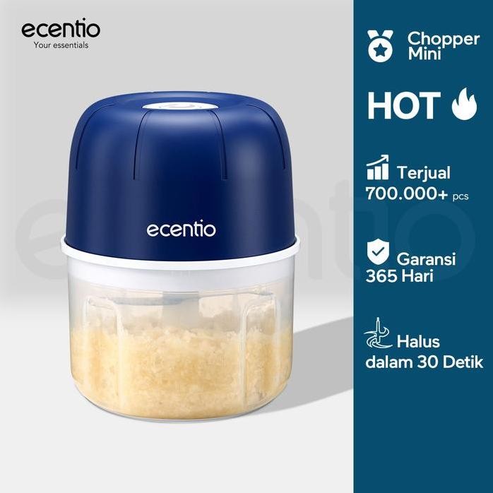

Terlaris Ecentio Mini Chopper Blender 6 Pisau 250Ml Portable Penggiling Bumbu Dapur Portable Penumbuk Bawang Biru Gelap