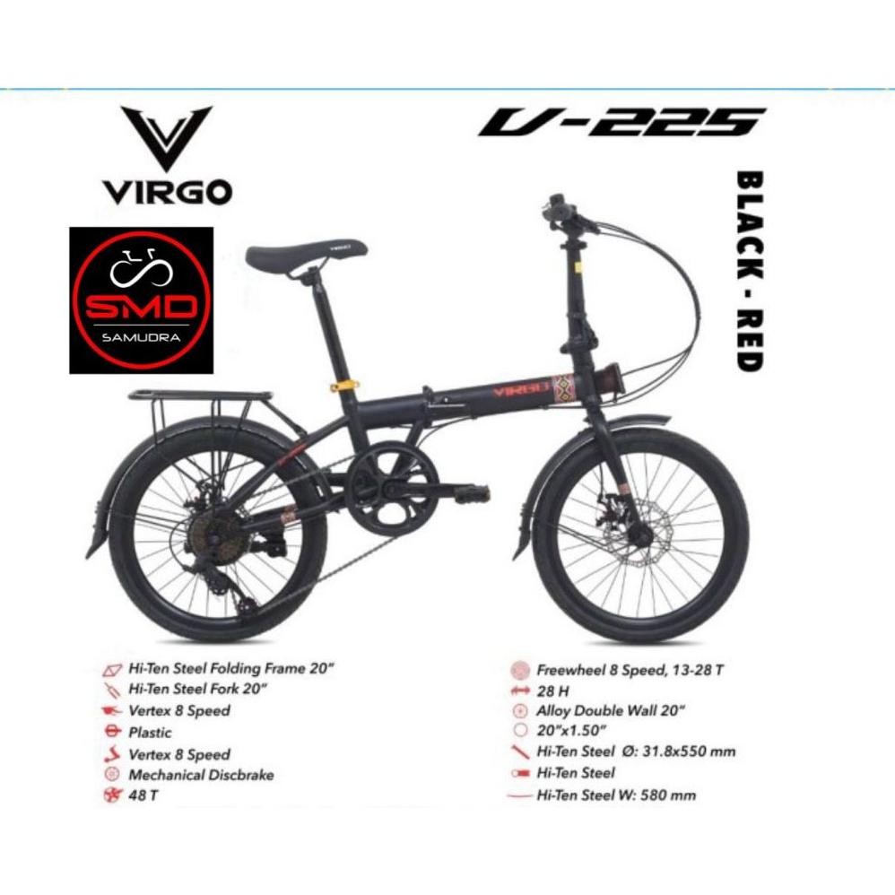 Sepeda Lipat Folding 20 Inch Merk Virgo V225 By Pacific Bike 8Sp BDG