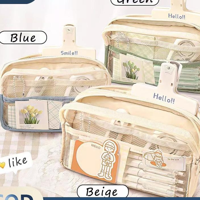 

Apaita Bea Ota Il Tranparan Aethetic Cil Cae Pouch Large Tempat Il Lucu Tationery Organizer