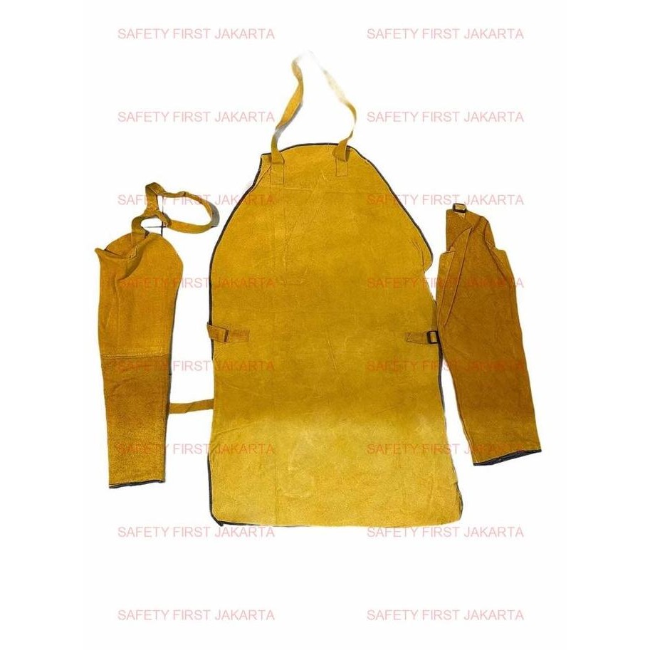 

Terlaris Apron Las Dada Dan Lengan Kulit - Celemek Welder Leather Warna Coklat