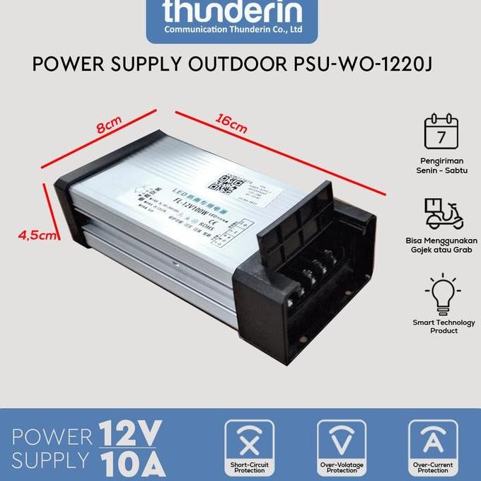 

Terlaris Power Supply Cctv Led Waterproof 12V/10A 120W Bergaransi