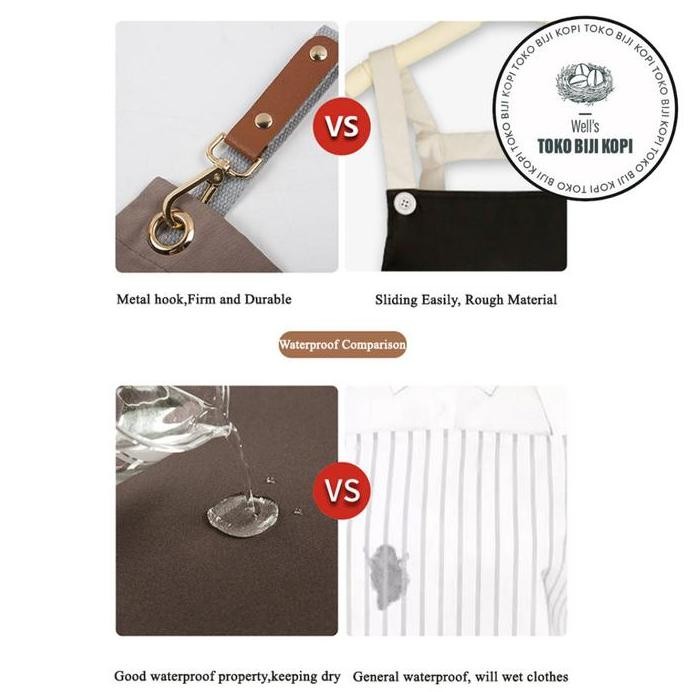 

Terlaris Celemek Barista Apron Dapur Anti Air Bahan Kanvas Dengan Kantong Sp01