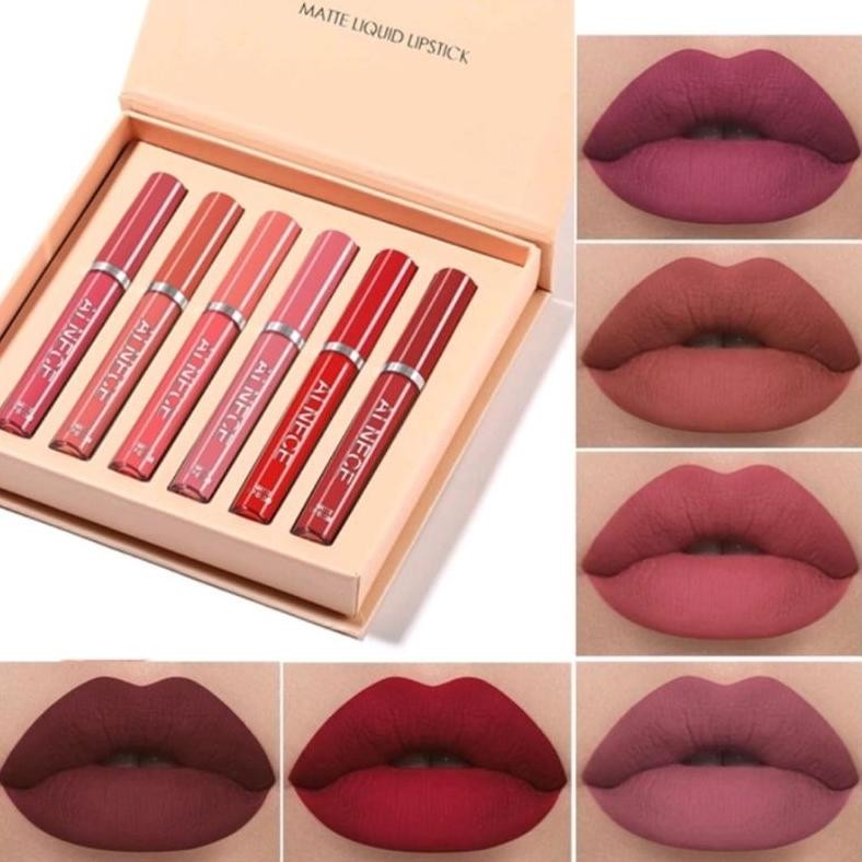 ALNECE 6 SET LIP GLOSS Velvet Matte KOSMETIK LIP MATTE TAHAN LAMA