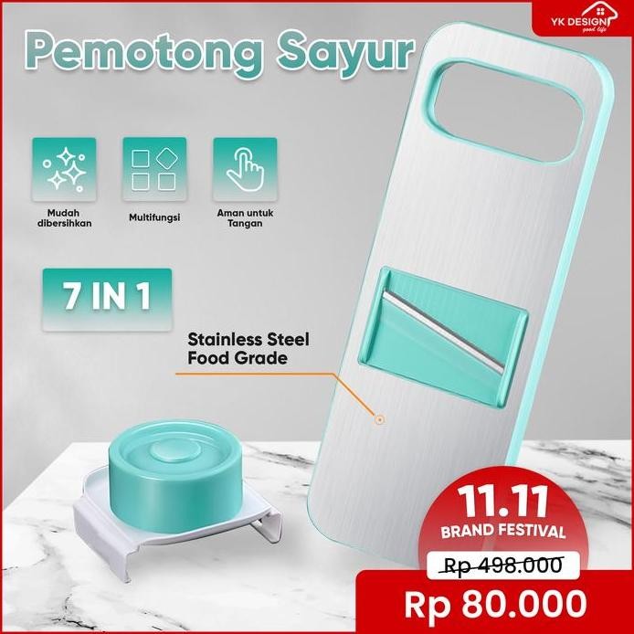 

Terlaris Merek Yk Design Parutan Sayur Dan Buah 7In1 Vegetable Cutter Premium Stainless Steel Multifungsi Yk-1230A1 Alat Pemotong