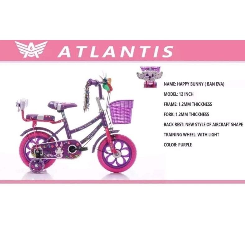 Sepeda Anak 12" Atlantis Ban Eva Warna Menarik