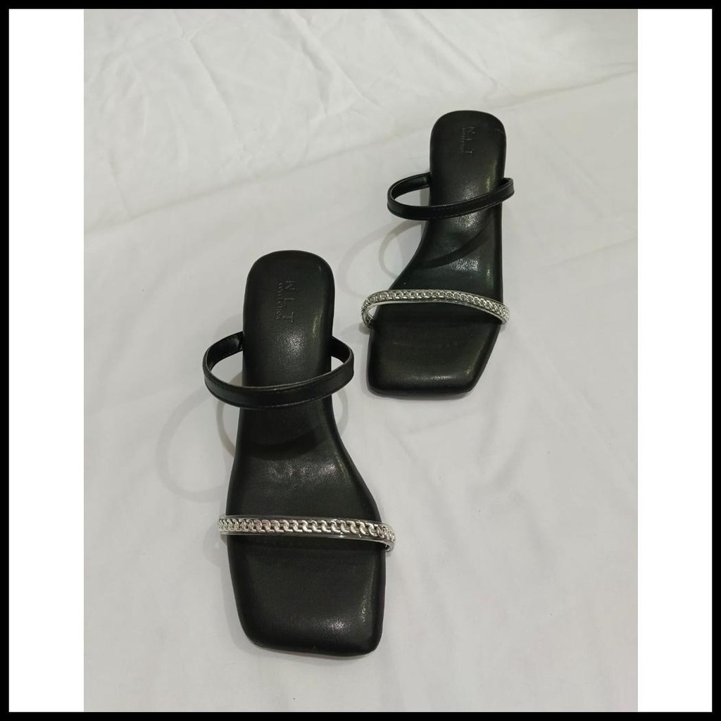 NUNULISATAN - HIGH HEELS PREMIUM EMPUK WANITA 5CM HITAM MOCCA