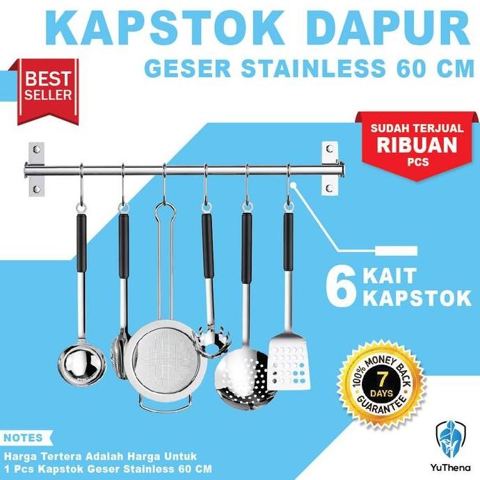 

Terlaris Kapstok Dapur Stainless Geser Minimalis Gantungan Pisau Wajan Kuali