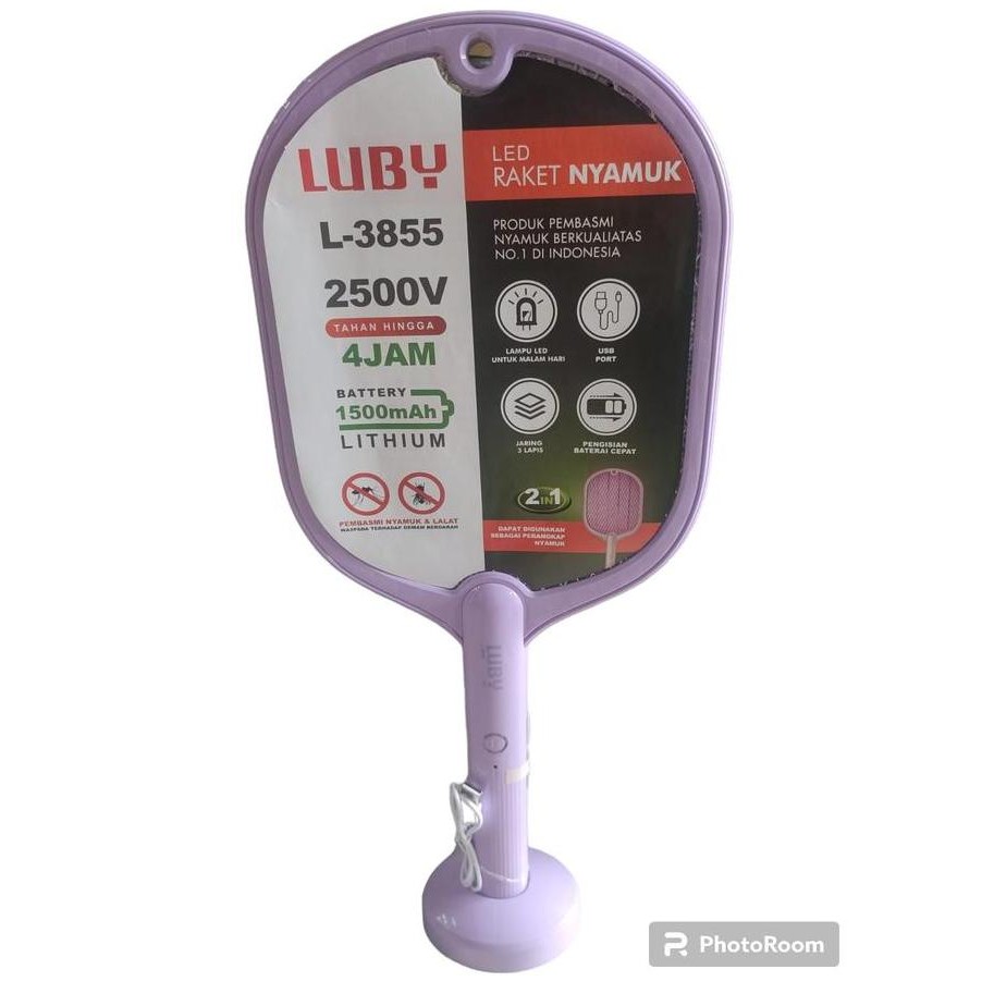 Hot Promo, Luby L3852 Raket Nyamuk Multifungsi Dengan Batrai Lithium Rechargeable