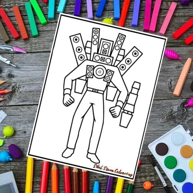 

new !!! Kertas Mewarnai Gambar Anak Tema Skibidi Toilet - Kertas Brief Card Toys murah