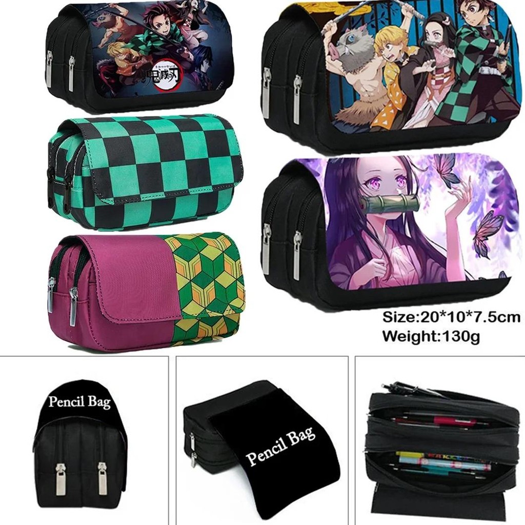 

Anime Demon Slayer Pencil Case Student Storage Bag Nezuko Zenitsu Tanjirou Inosuke Cosplay Cartoon Pen Box Prop Accessories Gift