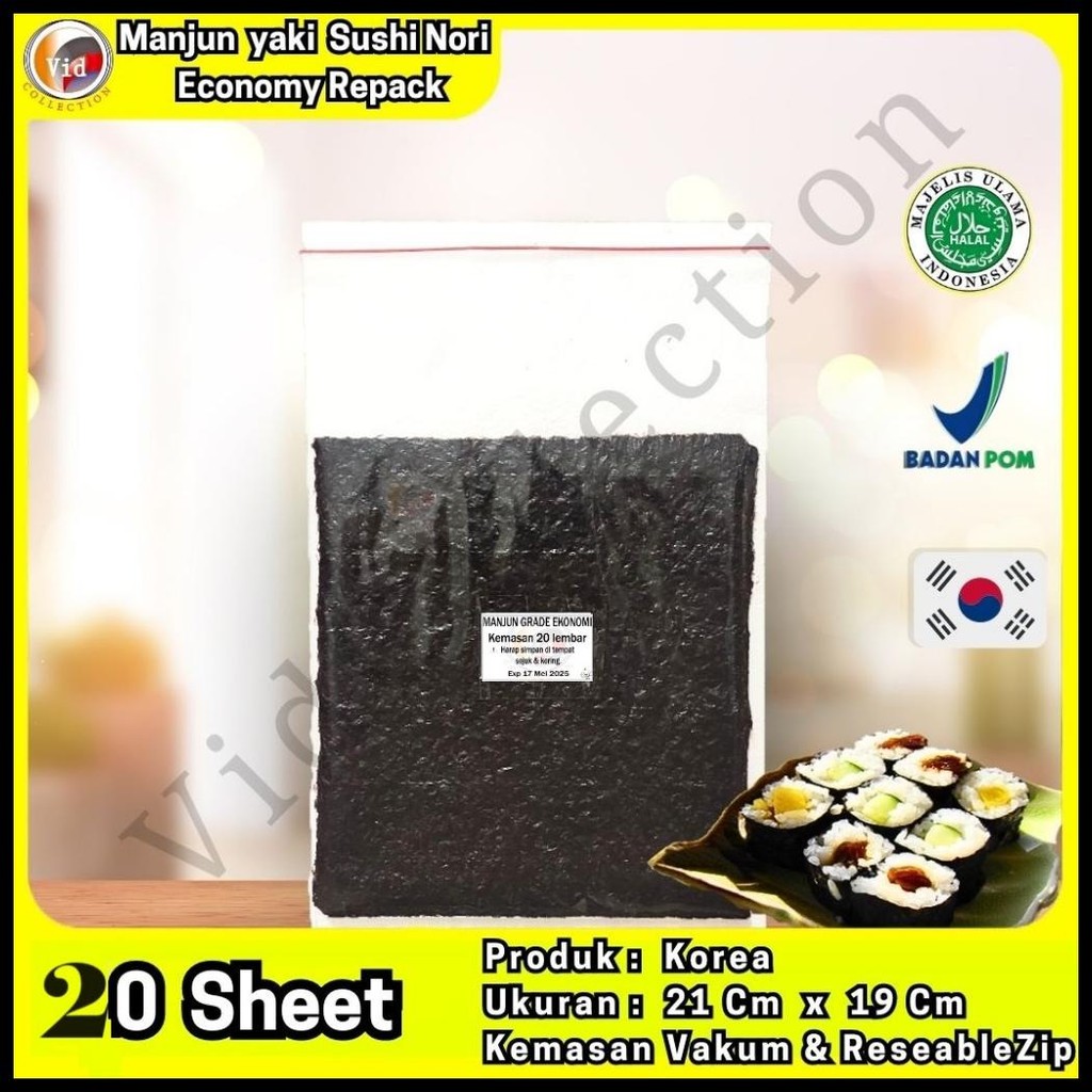 

MANJUN YAKI NORI SUSHI SEAWEED 100% ASLI KOREA RUMPUT LAUT KEMASAN REPACK