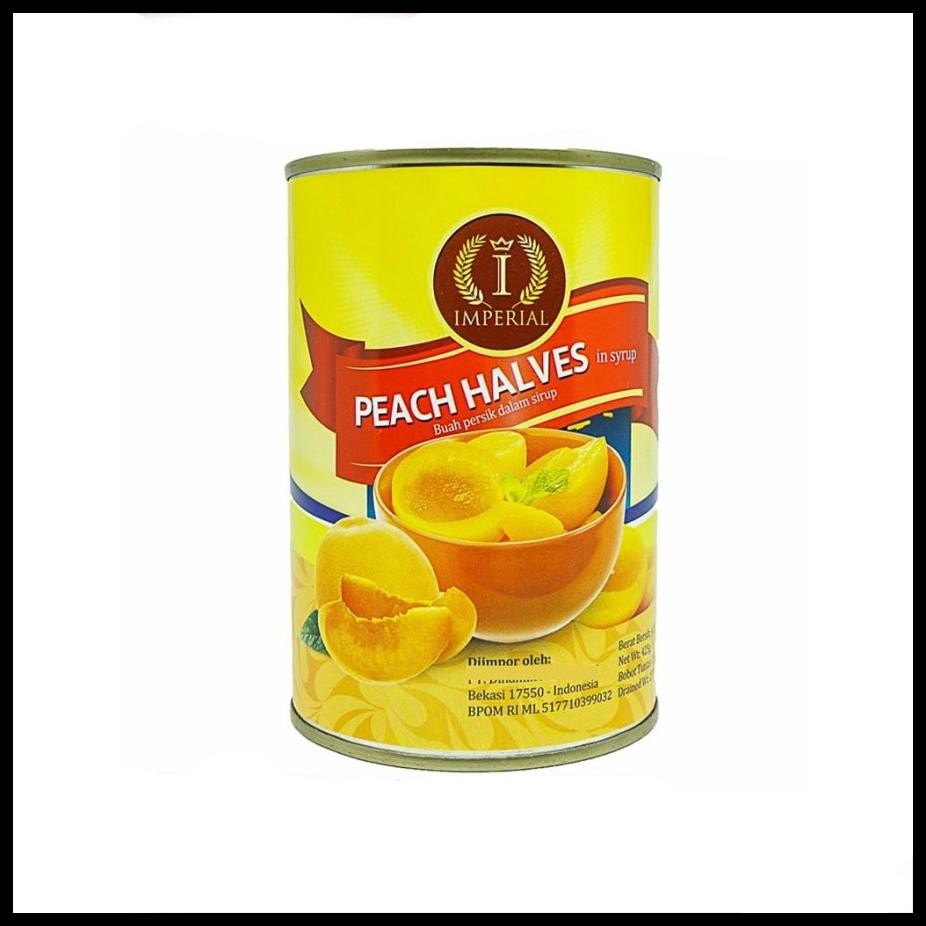 

BUAH PERSIK KALENG IMPERIAL 425 GR - CANNED PEACH HALVES IN SYRUP
