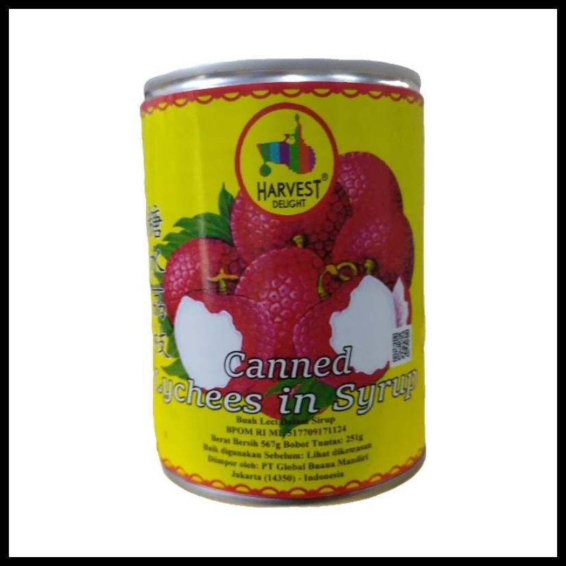 

BUAH LECI LYCHEE LECHY KALENG SIRUP SYRUP HARVEST DELIGHT 567GRAM (PACK)