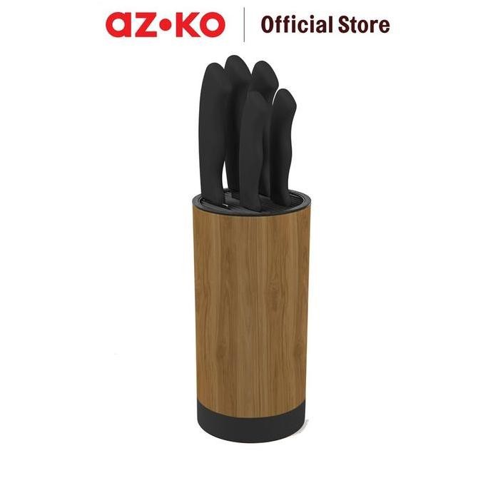 

Terlaris Azko Kris Set 6 Pcs Pisau Dengan Block Penyimpanan - Cokelat/Hitam