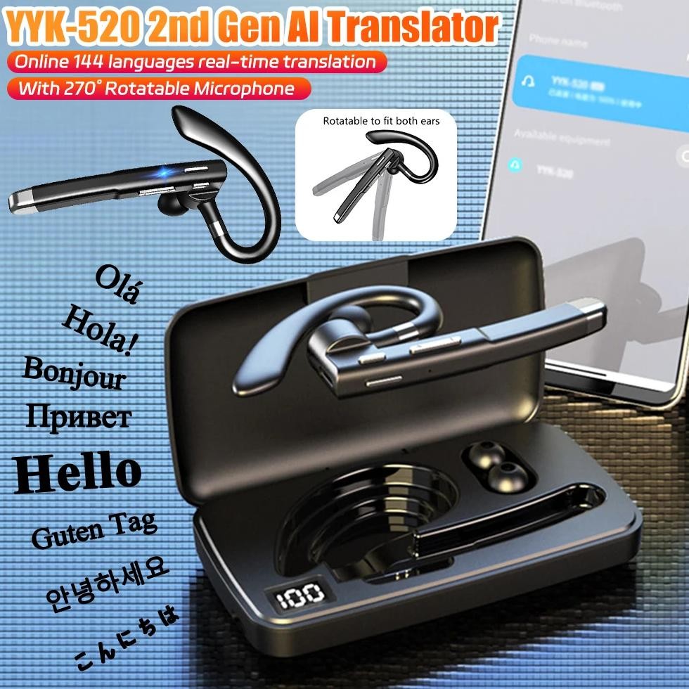 

YYK-520 2nd Gen Translator Earbuds Bluetooth5.3 Call Noise Cancelling IPX5 Translator With 270 Rotating Microphone For Business