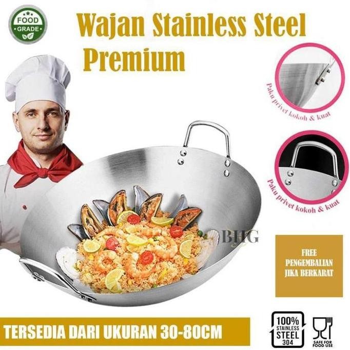 Tersedia COD(Wajan)Wajan penggorengan tebal semua stainless steel/wajan anti lengket stainless steel