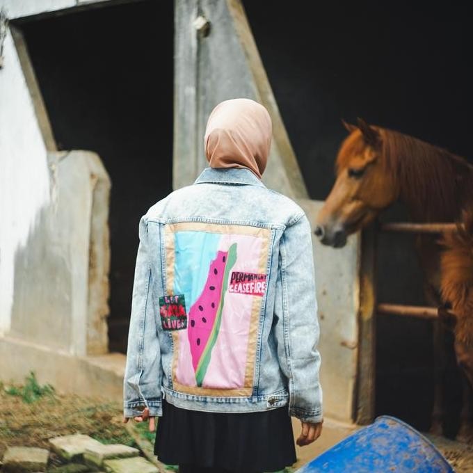 Promo / Terlaris Jacket Jeans Palestine Libre Chikigo Terbaik