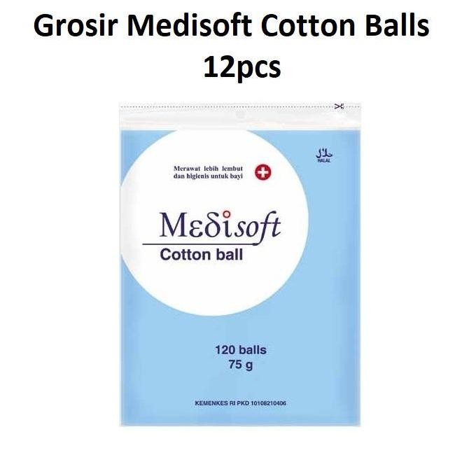 TERBARU - GROSIR Medisoft Cotton Ball 120 balls 75 gr kapas bola bulat bayi 12pcs