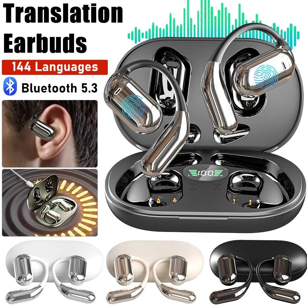 

Wireless BT Translation Headphones Open Ear Earbuds Translator Over Ear Headphones AI Real Time Translator Hanging Earphones