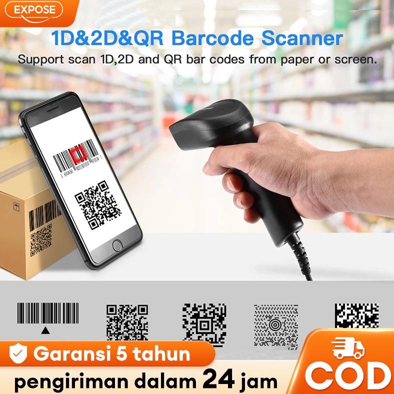 Barcode Scanner Wireless Bluetooth 1D Laser Barcode Scanner for Android & IOS MURAH