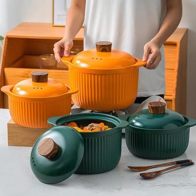 Tersedia Nordic style cooking ware casserole pan. panci keramik casserole