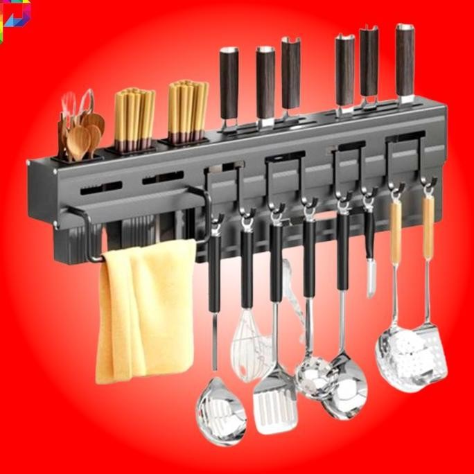 Rak Penyimpanan Pisau Gantungan Spatula Sutil Peralatan Alat Masak Tempel Dinding Dapur 59.5Cm