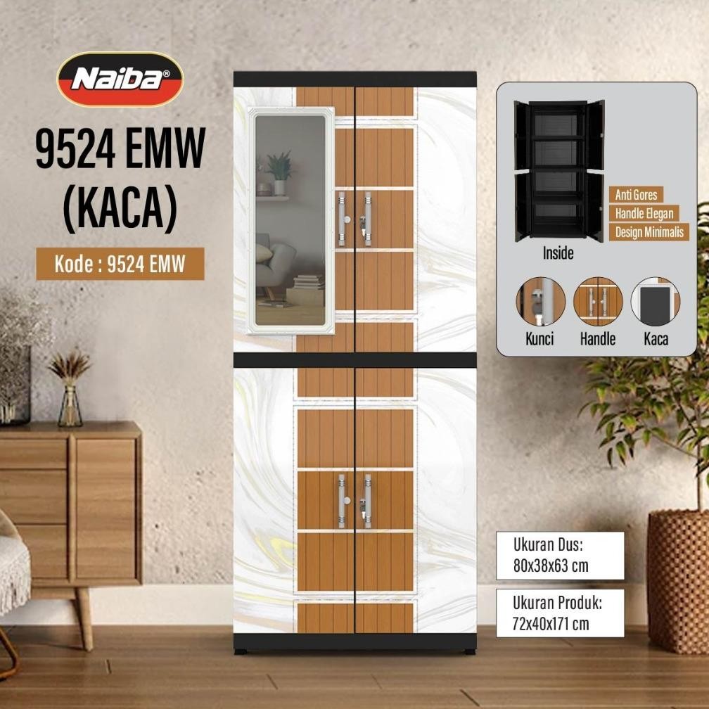 NAIBA - Lemari pakaian  Naiba Fit  Mirror dan Non Mirror - ( INSTANT )