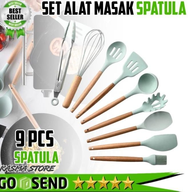 Set Alat Masak Dapur Spatula Set Alat Masak Anti Lengket Silicon 9 Pcs