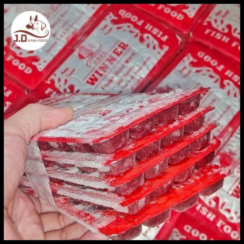 WINNER CACING DARAH 100GR MAKANAN IKAN BLOOD WORM LOUHAN, CUPANG, BURAYAK SEGAR