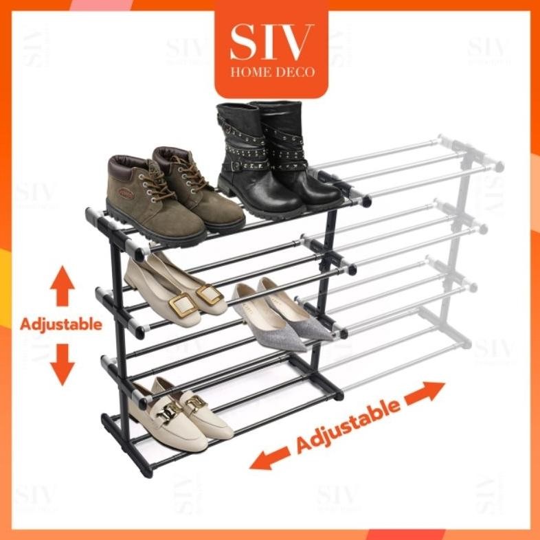 Rak Sepatu Yang Dapat Disesuaikan Rak Sepatu Besi Rak Sepatu Susun Serbaguna Untuk Sandal, Sepatu ke