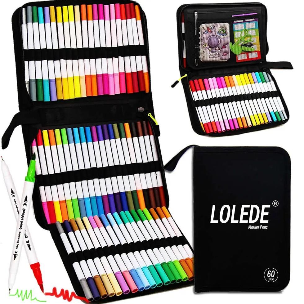 

Lolede 60 Color Double Head Markers Tip Art Supplies Drawing Brush Pen Colors Set Stationery Pens Pencils Writing Office School