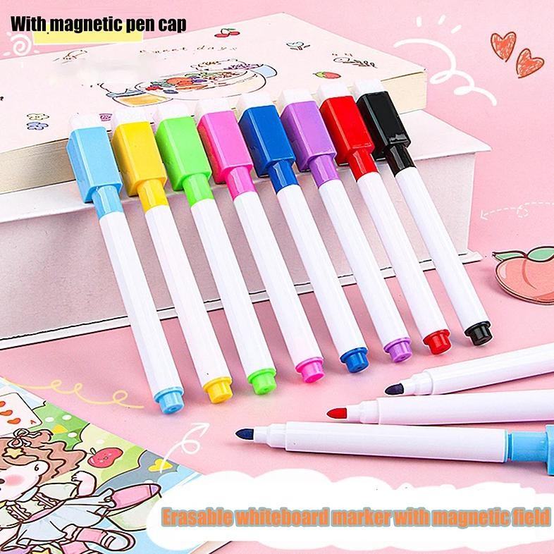 

8Pcs Colorful Whiteboard Markers Large Capacity Erasable Student Drawing Magnetic Marker Office School Supplies