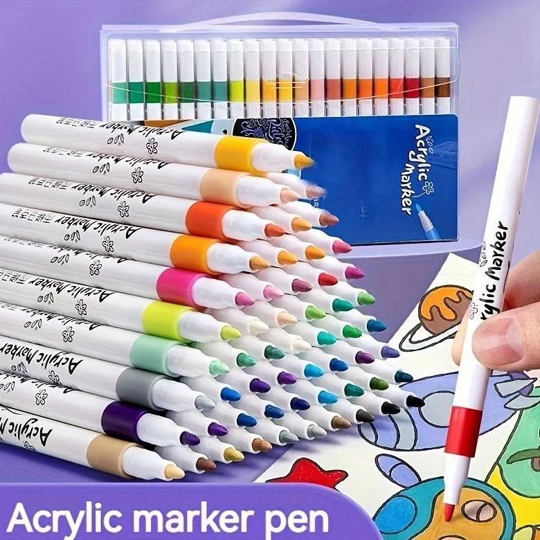 

Quick Dry Acrylic Paint Pens Waterproof Fine Tip For Canvas Wood Glass Diy Art Drawing Ergonomic Design For Adults Students Gif