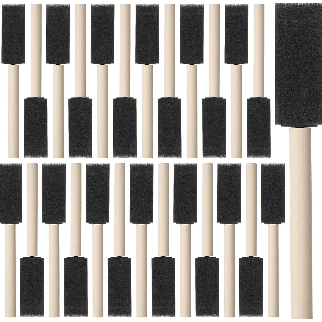 

10Pcs Sponge Brush Wooden Handle Watercolor Oil Stain Art Craft Painting Drawing For Kids