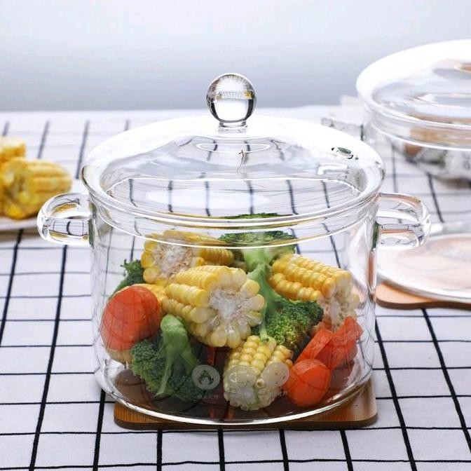 Tersedia panci masak kaca tahan panas panci sop transparan panci kaca bening