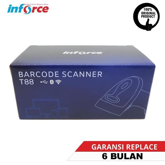 INFORCE WIRELESS BLUETOOTH USB BARCODE SCANNER T88 E-FAKTUR 1D/2D